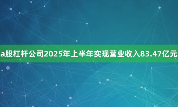 a股杠杆公司2025年上半年实现营业收入83.47亿元